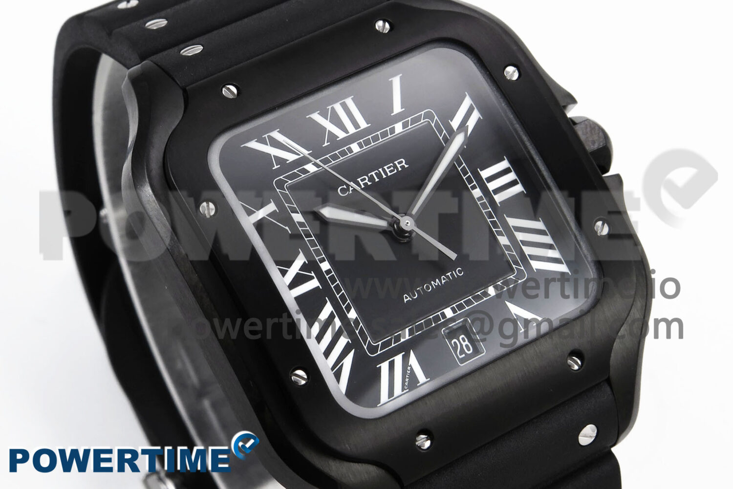 Santos de Cartier 40mm BVF 1:1 Best Edition Black Dial on Black Rubber Strap MIYOTA 9015 - Image 3