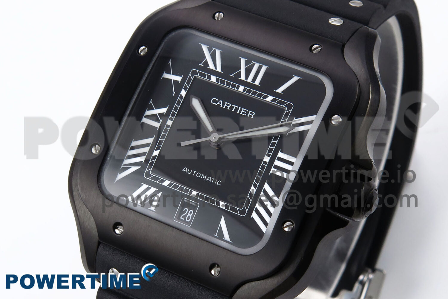 Santos de Cartier 40mm BVF 1:1 Best Edition Black Dial on Black Rubber Strap MIYOTA 9015 - Image 2