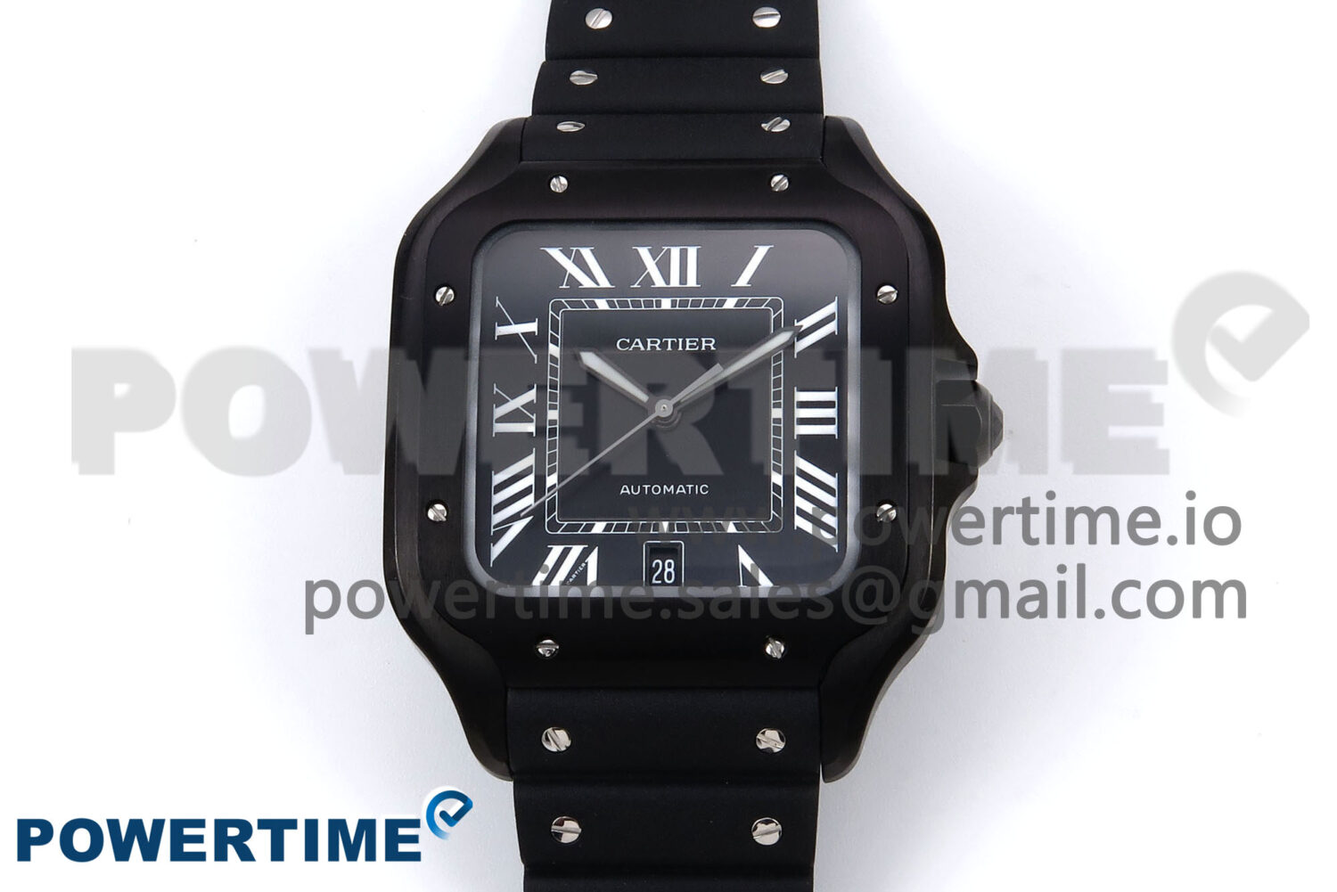 Santos de Cartier 40mm BVF 1:1 Best Edition Black Dial on Black Rubber Strap MIYOTA 9015 - Image 1