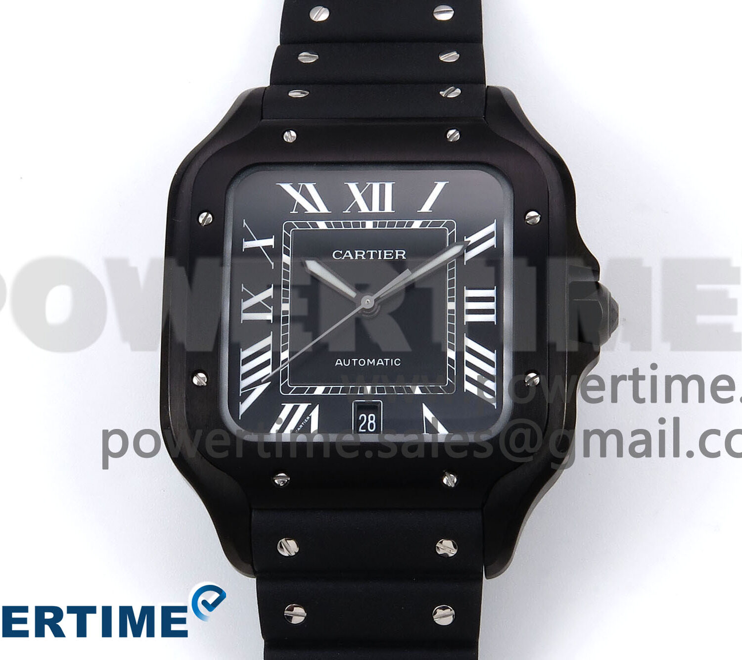 Santos de Cartier 40mm BVF 1:1 Best Edition Black Dial on Black Rubber Strap MIYOTA 9015