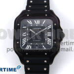 Santos de Cartier 40mm BVF 1:1 Best Edition Black Dial on Black Rubber Strap MIYOTA 9015