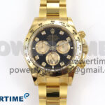 Daytona 126508 APSF 1:1 Best Edition Black/YG Diamonds Dial on YG Bracelet SH4131