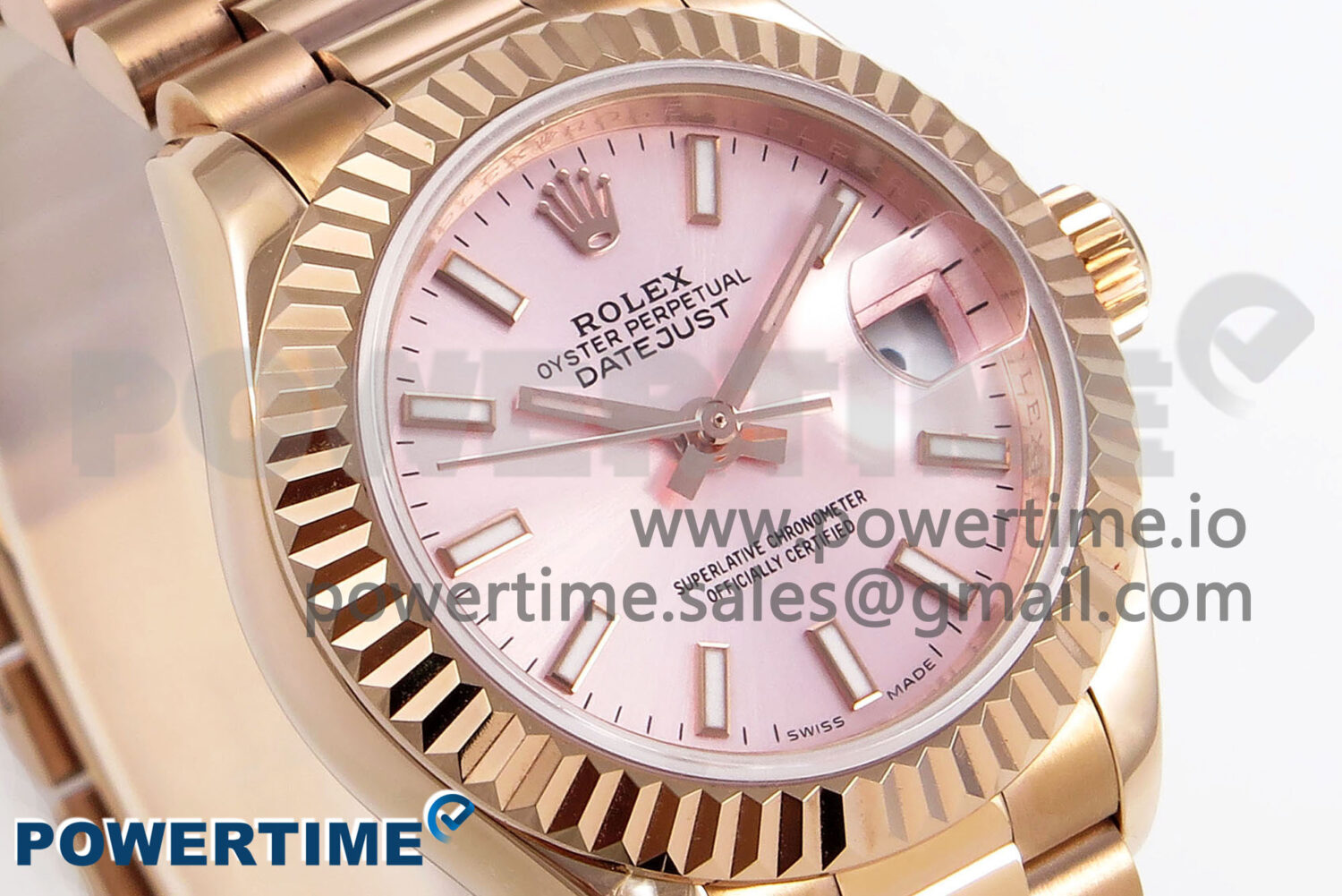 DateJust 28 RG GMF 1:1 Best Edition Pink Dial on RG President Bracelet A2671 - Image 2