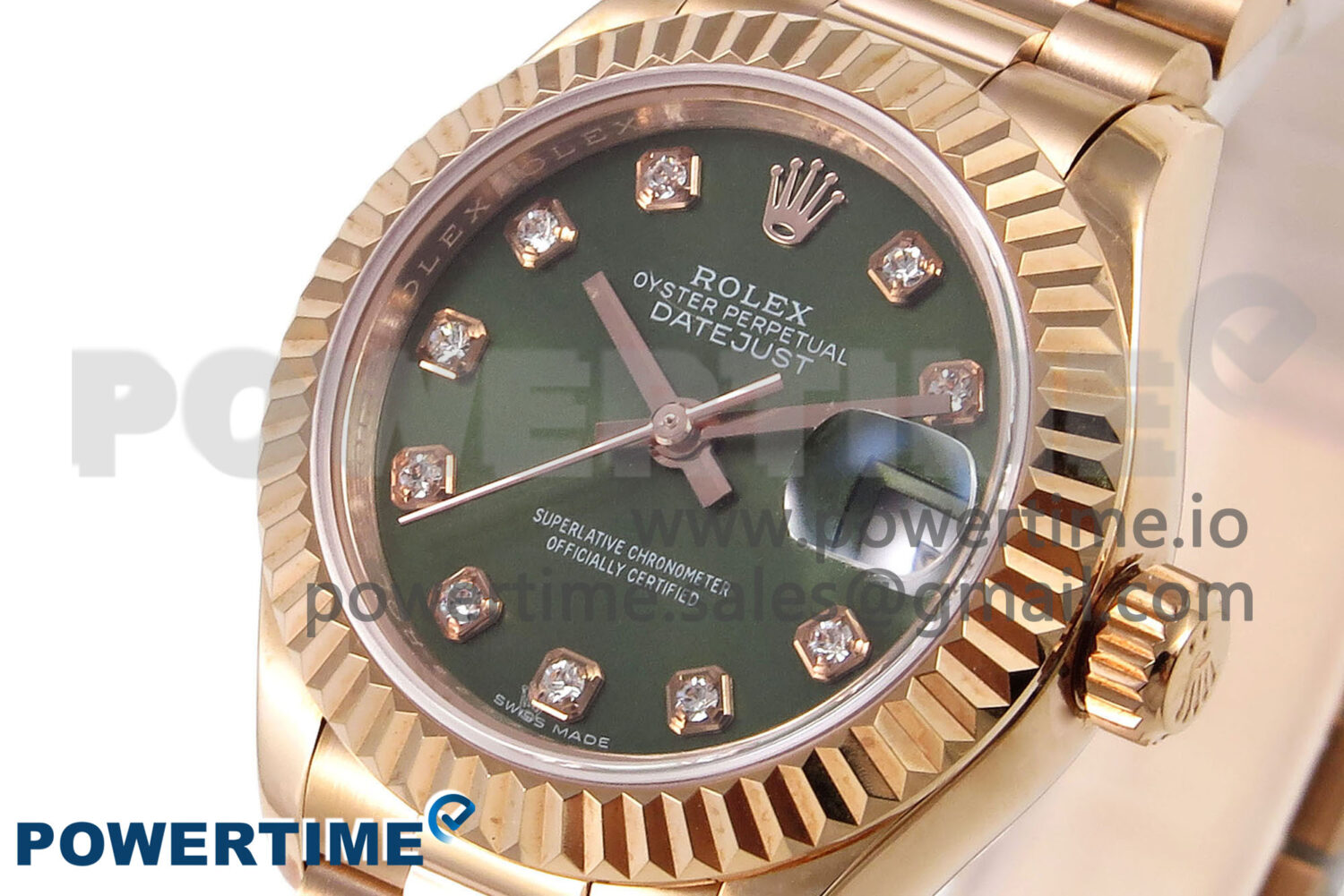DateJust 28 RG GMF 1:1 Best Edition Green Diamonds Dial on RG President Bracelet A2671 - Image 3