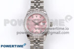 DateJust 28 SS GMF 1:1 Best Edition Pink Dial Diamonds Bezel on SS President Bracelet A2671