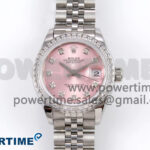 DateJust 28 SS GMF 1:1 Best Edition Pink Dial Diamonds Bezel on SS President Bracelet A2671