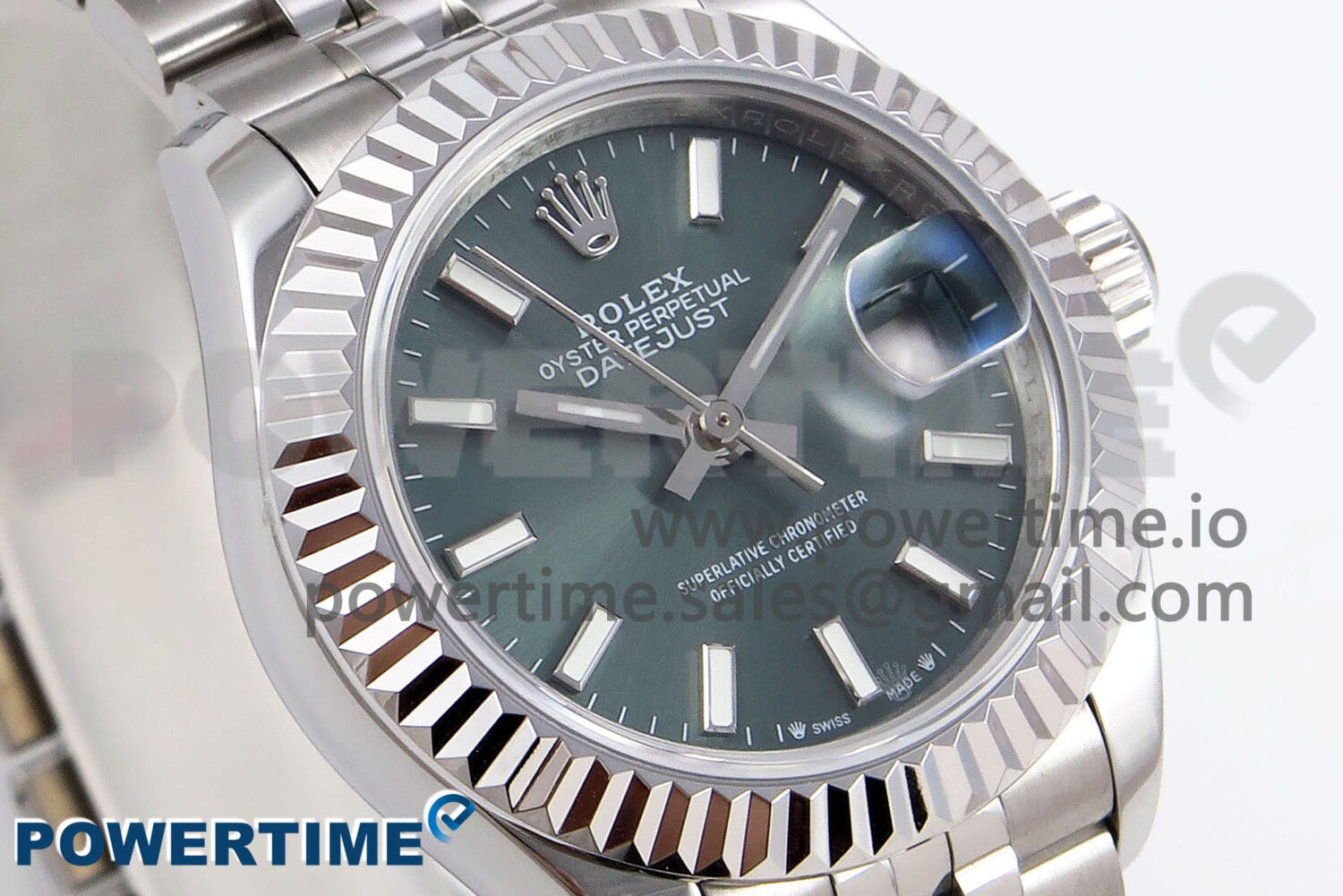 DateJust 28 SS GMF 1:1 Best Edition Green Stick Dial on SS President Bracelet A2671 - Image 2
