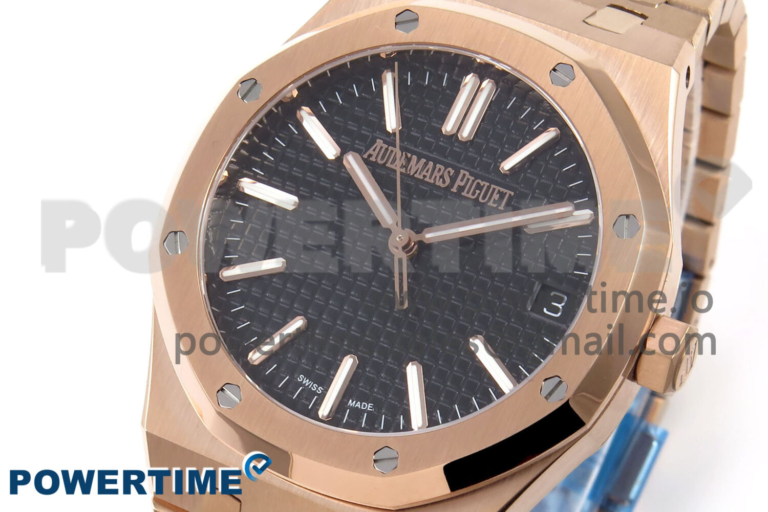 Royal Oak 41mm 15510 “50th Anniversary” RG IPF 1:1 Best Edition Black Textured Dial on RG Bracelet SA4302 Super Clone - Image 3
