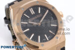 Royal Oak 41mm 15510 “50th Anniversary” RG IPF 1:1 Best Edition Black Textured Dial on Black Leather Strap SA4302 Super Clone - Image 2