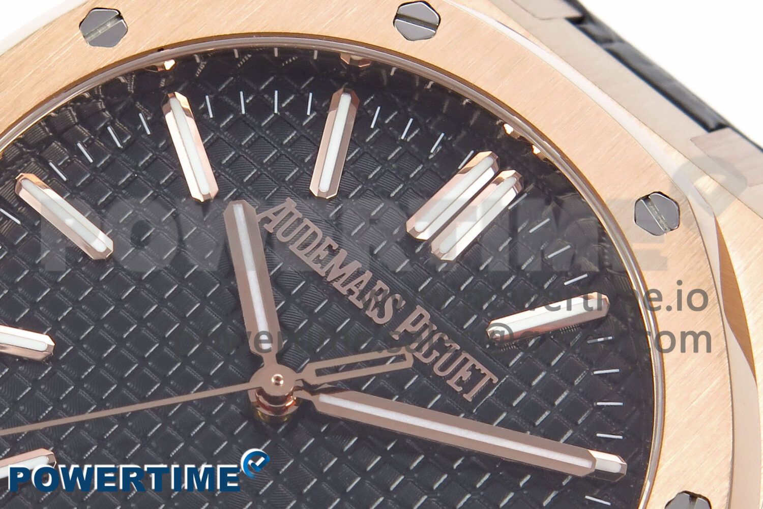 Royal Oak 41mm 15510 “50th Anniversary” RG IPF 1:1 Best Edition Black Textured Dial on Black Leather Strap SA4302 Super Clone - Image 4