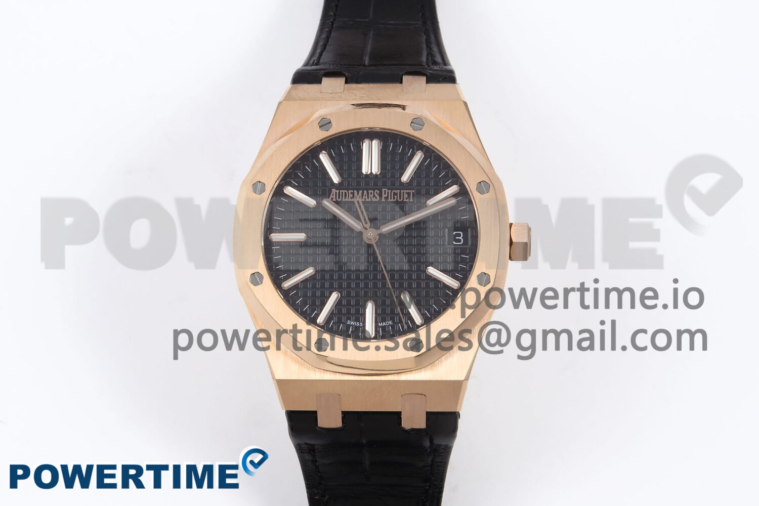 Royal Oak 41mm 15510 “50th Anniversary” RG IPF 1:1 Best Edition Black Textured Dial on Black Leather Strap SA4302 Super Clone - Image 1
