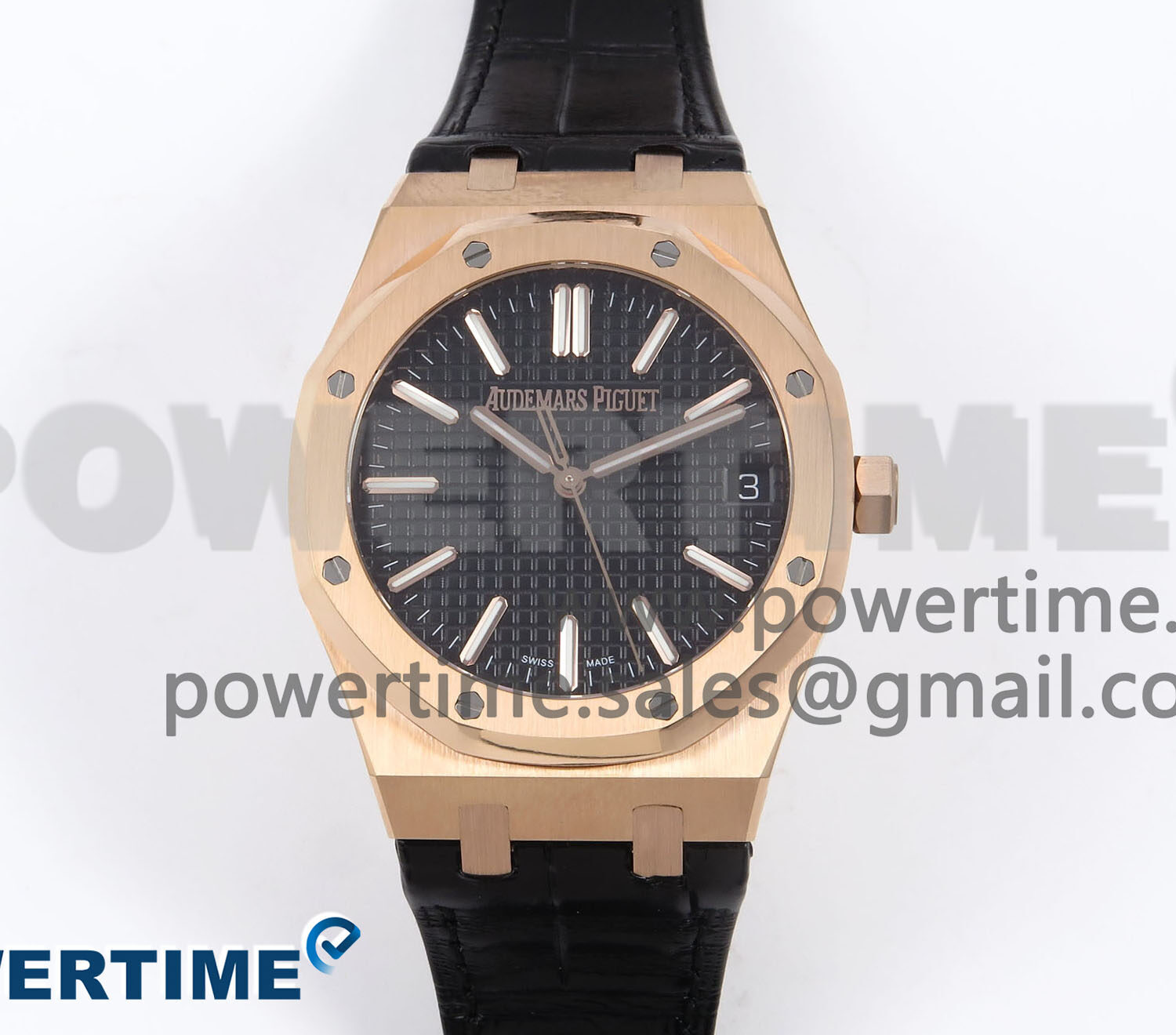 Royal Oak 41mm 15510 “50th Anniversary” RG IPF 1:1 Best Edition Black Textured Dial on Black Leather Strap SA4302 Super Clone