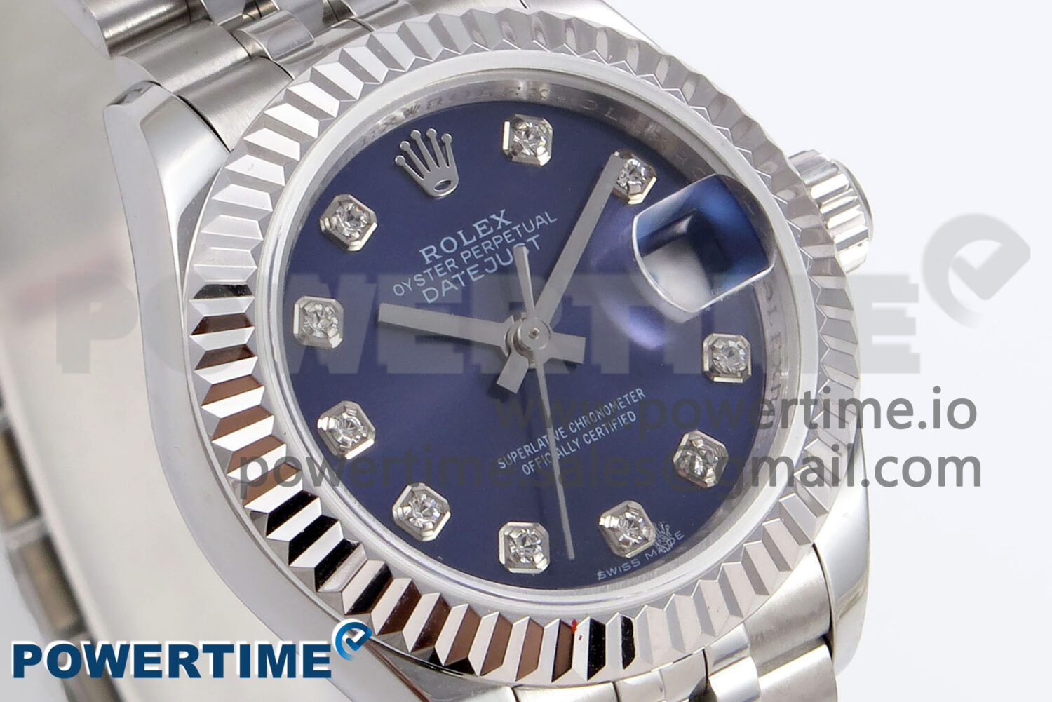 DateJust 28 SS GMF 1:1 Best Edition Blue Diamonds Dial on SS President Bracelet A2671 - Image 2