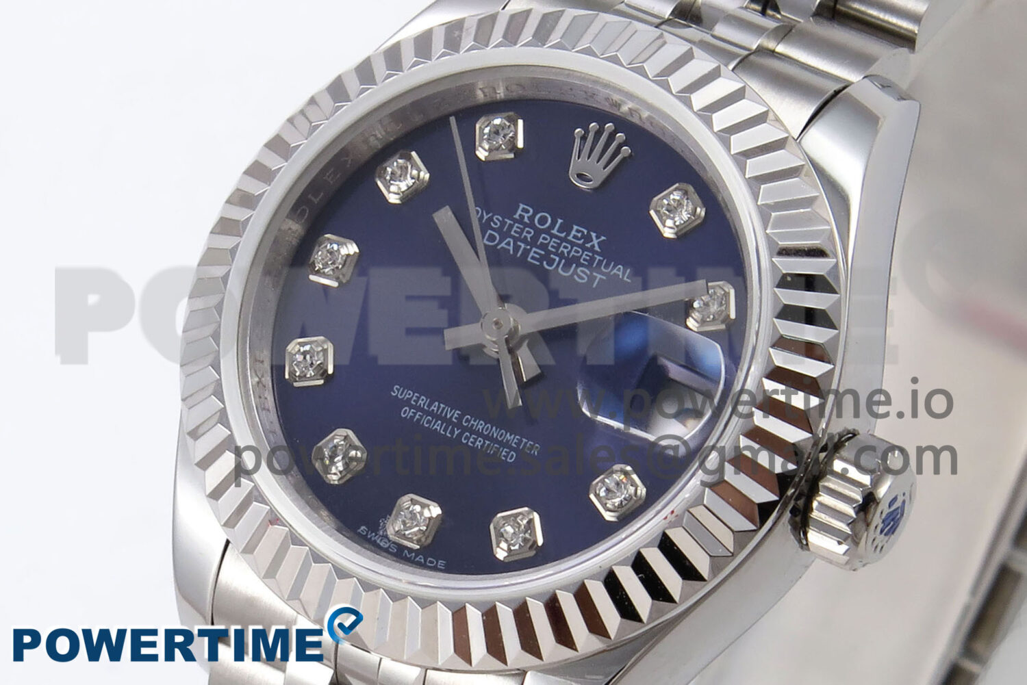 DateJust 28 SS GMF 1:1 Best Edition Blue Diamonds Dial on SS President Bracelet A2671 - Image 3