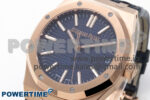 Royal Oak 41mm 15510 “50th Anniversary” RG IPF 1:1 Best Edition Blue Textured Dial on Blue Leather Strap SA4302 Super Clone - Image 3