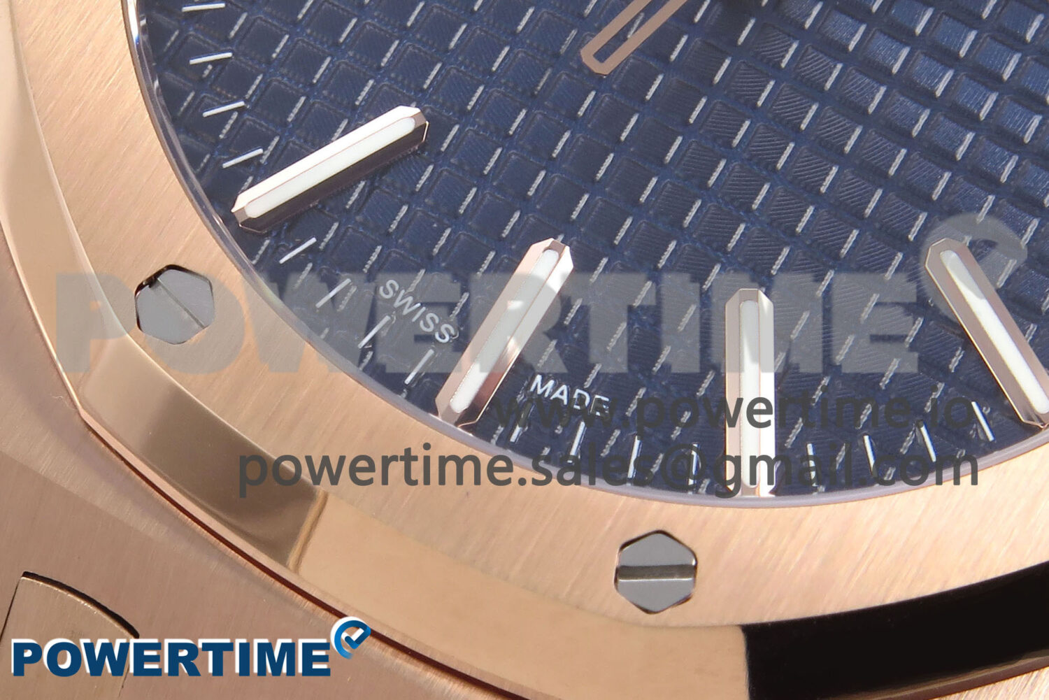 Royal Oak 41mm 15510 “50th Anniversary” RG IPF 1:1 Best Edition Blue Textured Dial on Blue Leather Strap SA4302 Super Clone - Image 5