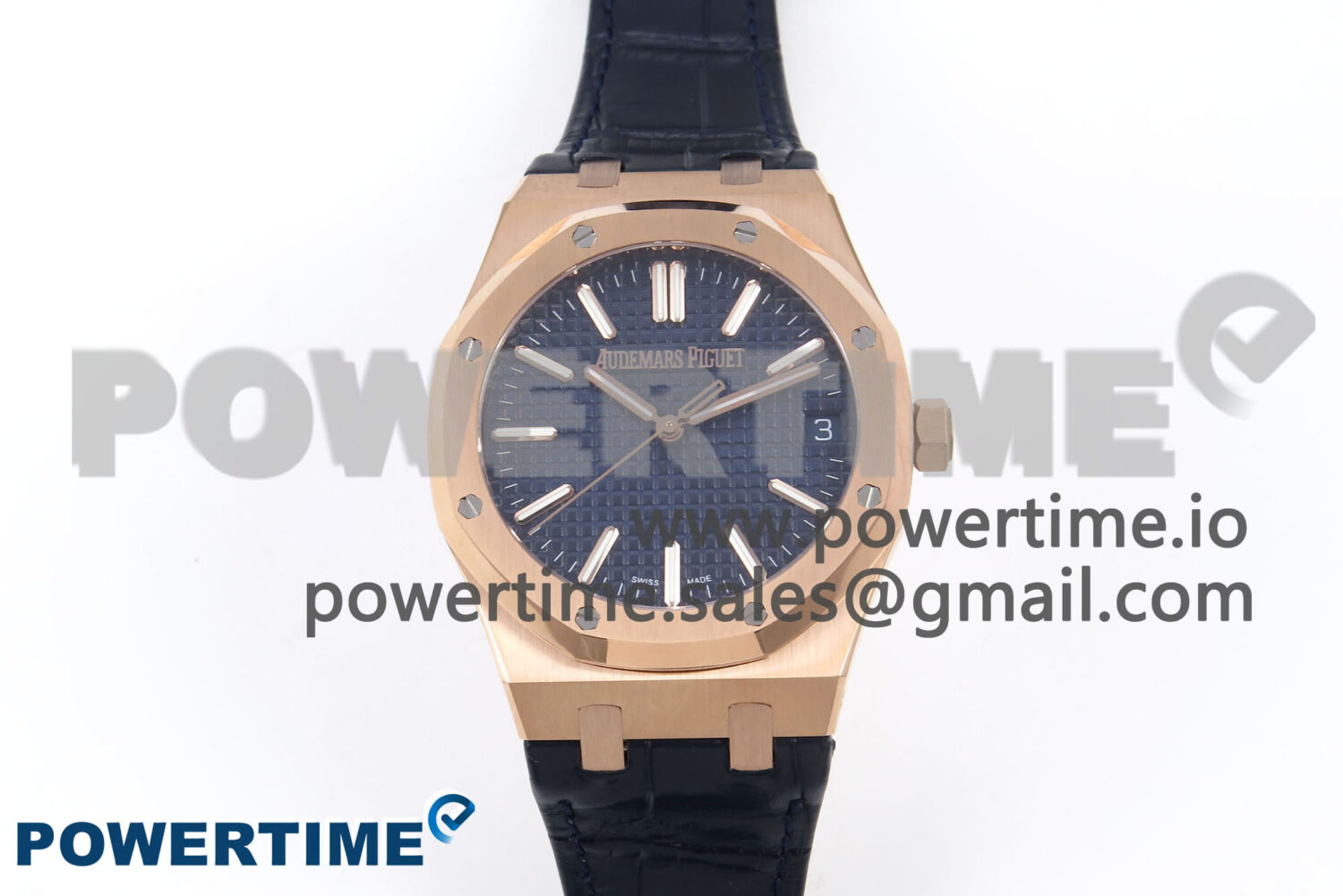 Royal Oak 41mm 15510 “50th Anniversary” RG IPF 1:1 Best Edition Blue Textured Dial on Blue Leather Strap SA4302 Super Clone - Image 1
