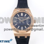 Royal Oak 41mm 15510 “50th Anniversary” RG IPF 1:1 Best Edition Blue Textured Dial on Blue Leather Strap SA4302 Super Clone