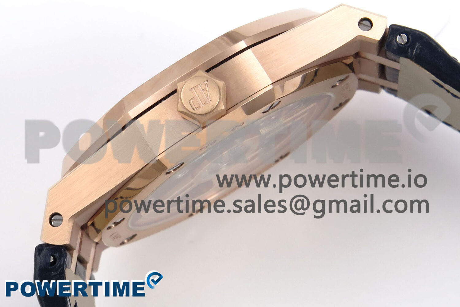 Royal Oak 41mm 15510 “50th Anniversary” RG IPF 1:1 Best Edition Blue Textured Dial on Blue Leather Strap SA4302 Super Clone - Image 6