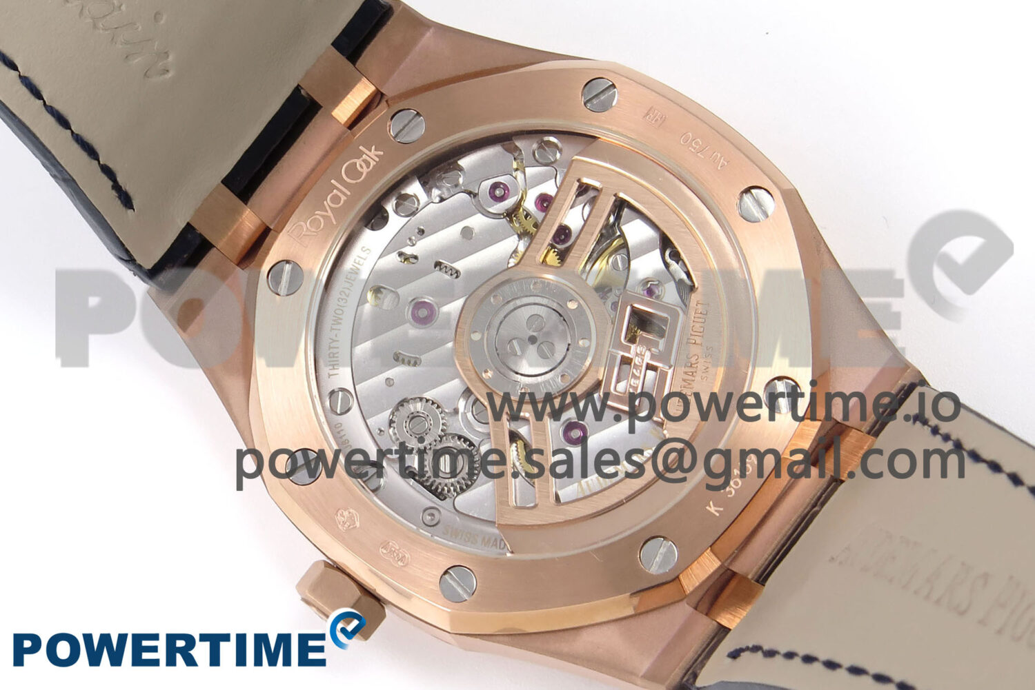 Royal Oak 41mm 15510 “50th Anniversary” RG IPF 1:1 Best Edition Blue Textured Dial on Blue Leather Strap SA4302 Super Clone - Image 8