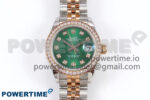 DateJust 28 SS/RG GMF 1:1 Best Edition Green Dial Diamonds Bezel on SS/RG President Bracelet A2671