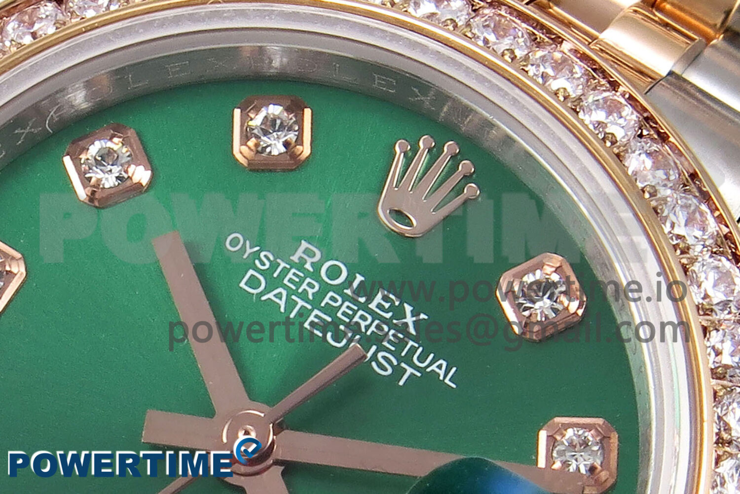 DateJust 28 SS/RG GMF 1:1 Best Edition Green Dial Diamonds Bezel on SS/RG President Bracelet A2671 - Image 5