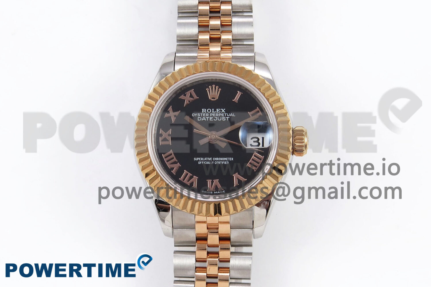 DateJust 28 SS/RG GMF 1:1 Best Edition Black Roman Dial on SS/RG President Bracelet A2671 - Image 1