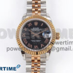 DateJust 28 SS/RG GMF 1:1 Best Edition Black Roman Dial on SS/RG President Bracelet A2671