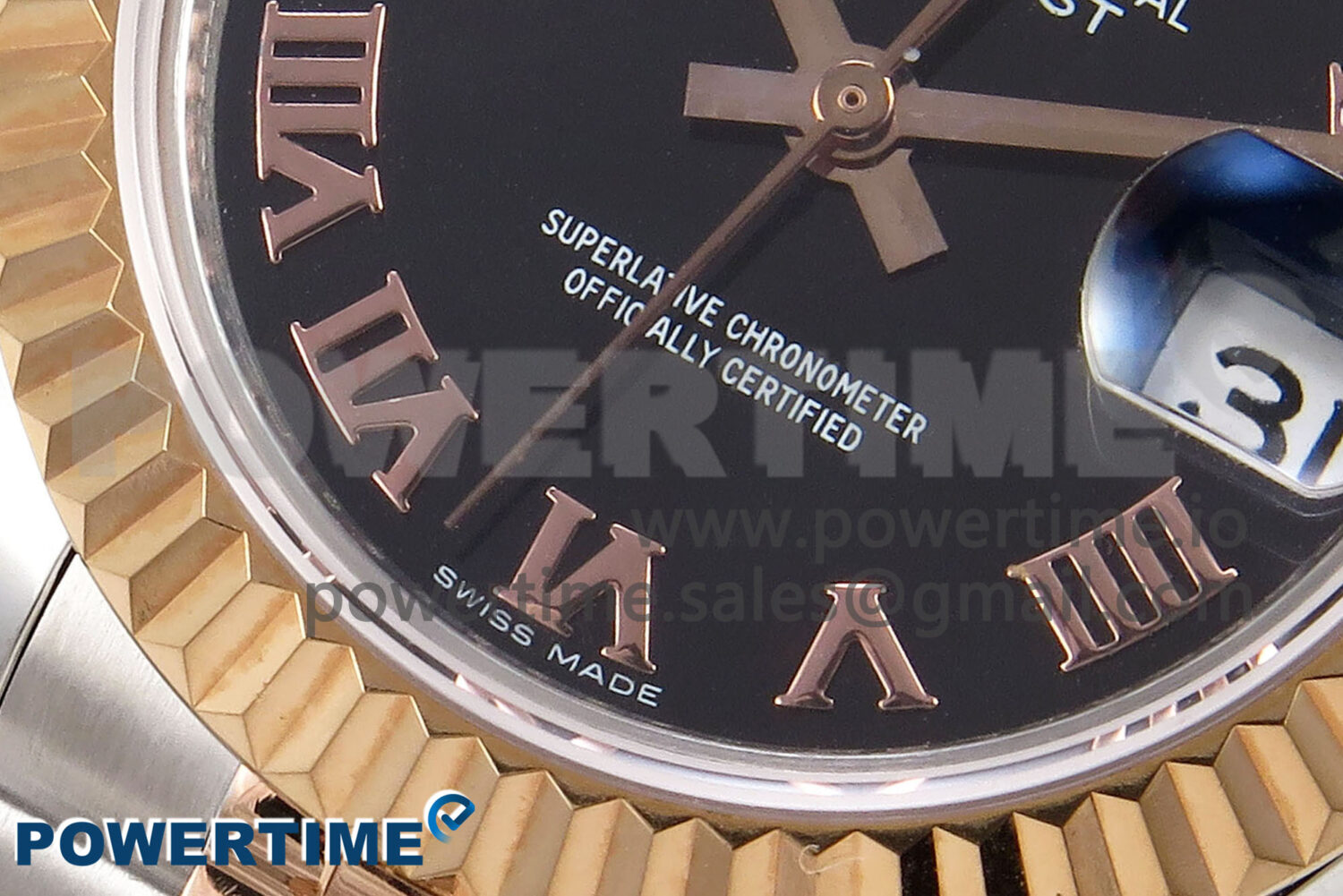 DateJust 28 SS/RG GMF 1:1 Best Edition Black Roman Dial on SS/RG President Bracelet A2671 - Image 5