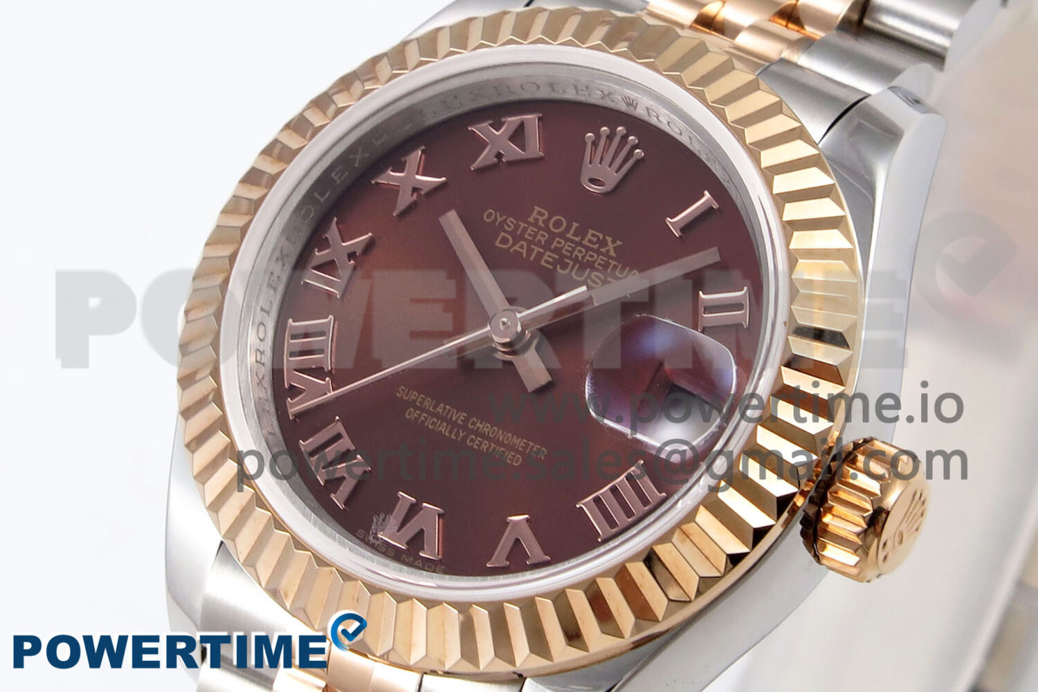 DateJust 28 SS/RG GMF 1:1 Best Edition Brown Roman Dial on SS/RG President Bracelet A2671 - Image 3