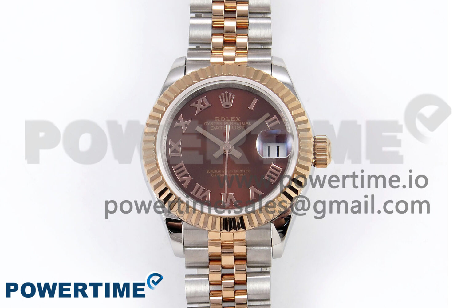 DateJust 28 SS/RG GMF 1:1 Best Edition Brown Roman Dial on SS/RG President Bracelet A2671 - Image 1