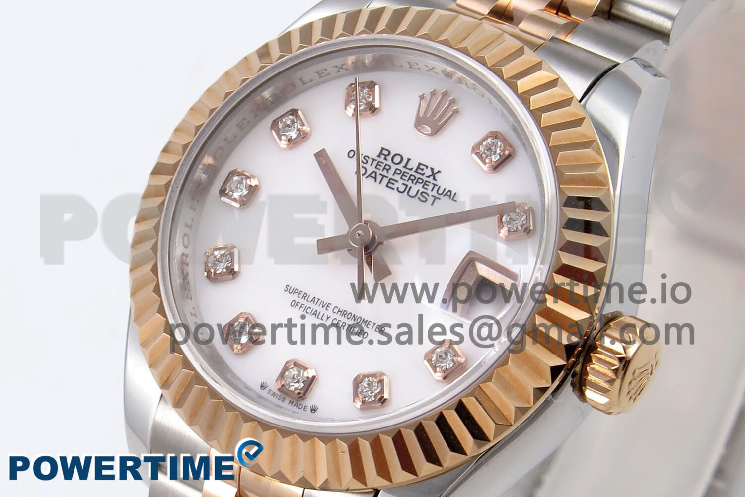 DateJust 28 SS/RG GMF 1:1 Best Edition White MOP Dial on SS/RG President Bracelet A2671 - Image 3