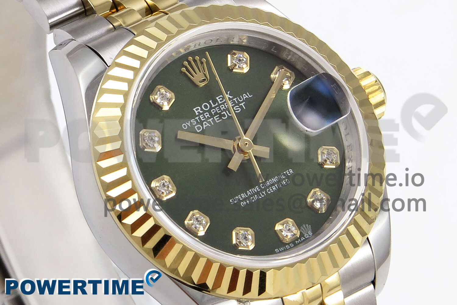 DateJust 28 SS/YG JDF 1:1 Best Edition Green Diamonds Dial on SS/YG President Bracelet A2671 - Image 2