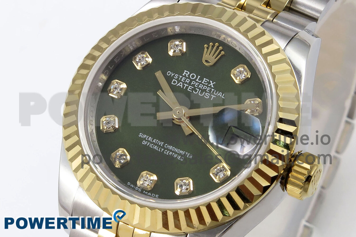 DateJust 28 SS/YG JDF 1:1 Best Edition Green Diamonds Dial on SS/YG President Bracelet A2671 - Image 3