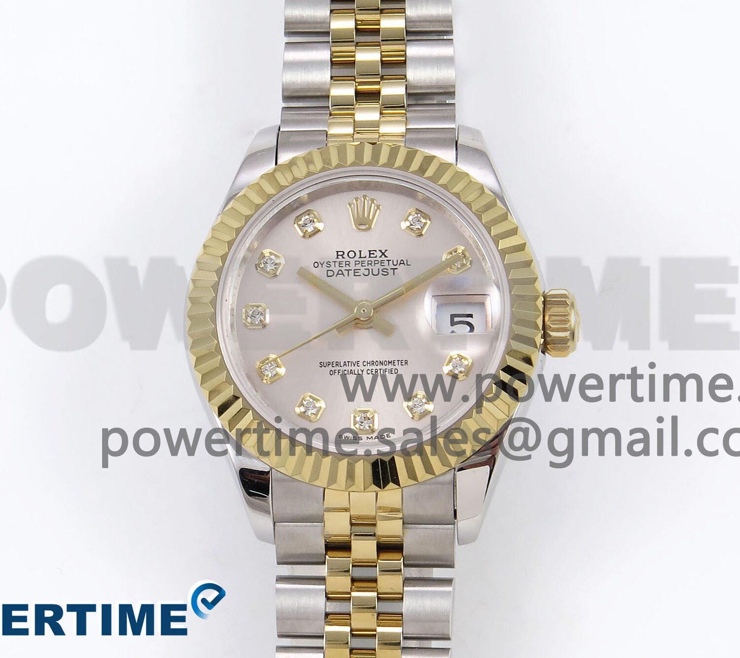 DateJust 28 SS/YG GMF 1:1 Best Edition Silver Diamonds Dial on SS/YG President Bracelet A2671