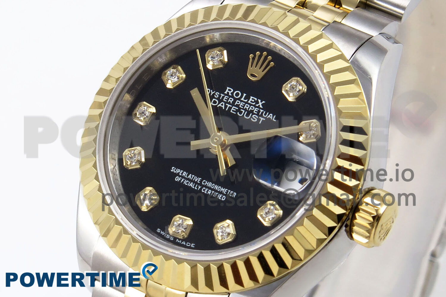 DateJust 28 SS/YG GMF 1:1 Best Edition Black Diamonds Dial on SS/YG President Bracelet A2671 - Image 2