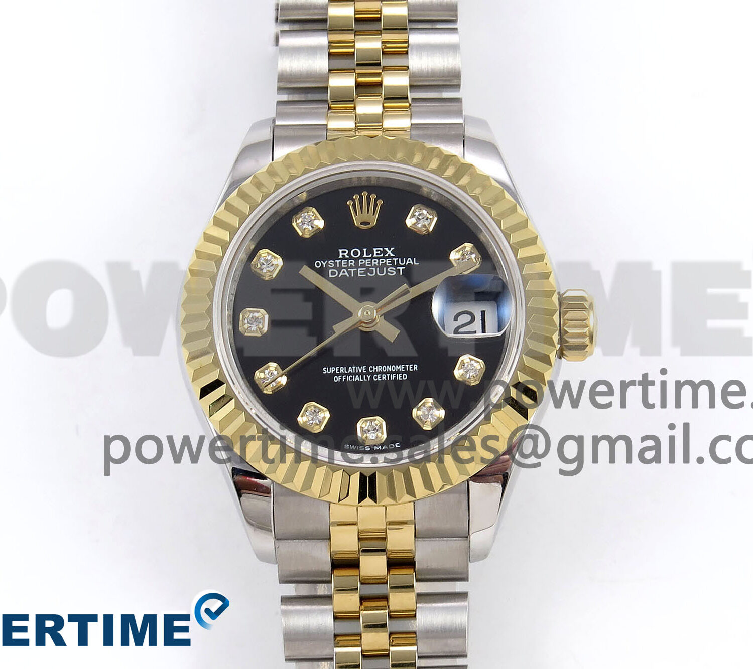 DateJust 28 SS/YG GMF 1:1 Best Edition Black Diamonds Dial on SS/YG President Bracelet A2671