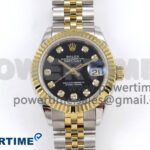 DateJust 28 SS/YG GMF 1:1 Best Edition Black Diamonds Dial on SS/YG President Bracelet A2671
