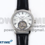 PP Tourbillon SS Texuted Bezel RMSF Edition White Dial on Black Leather Strap