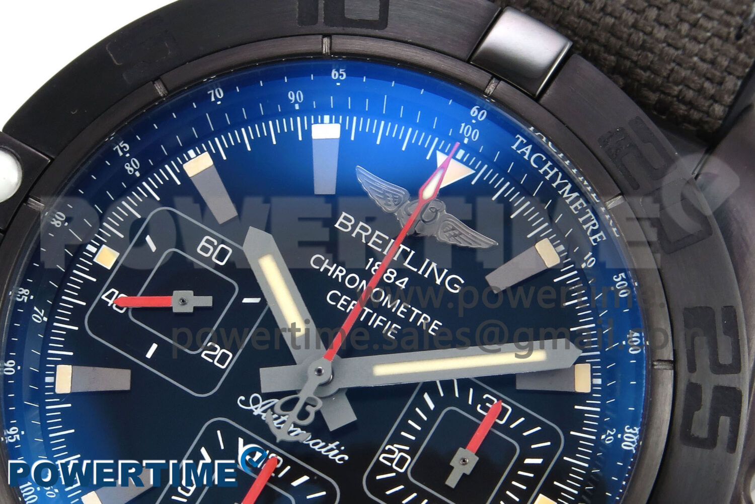 Chronomat 44 Blacksteel APSF 1:1 Best Edition Black Dial on Gray Nylon Strap A7750 - Image 4