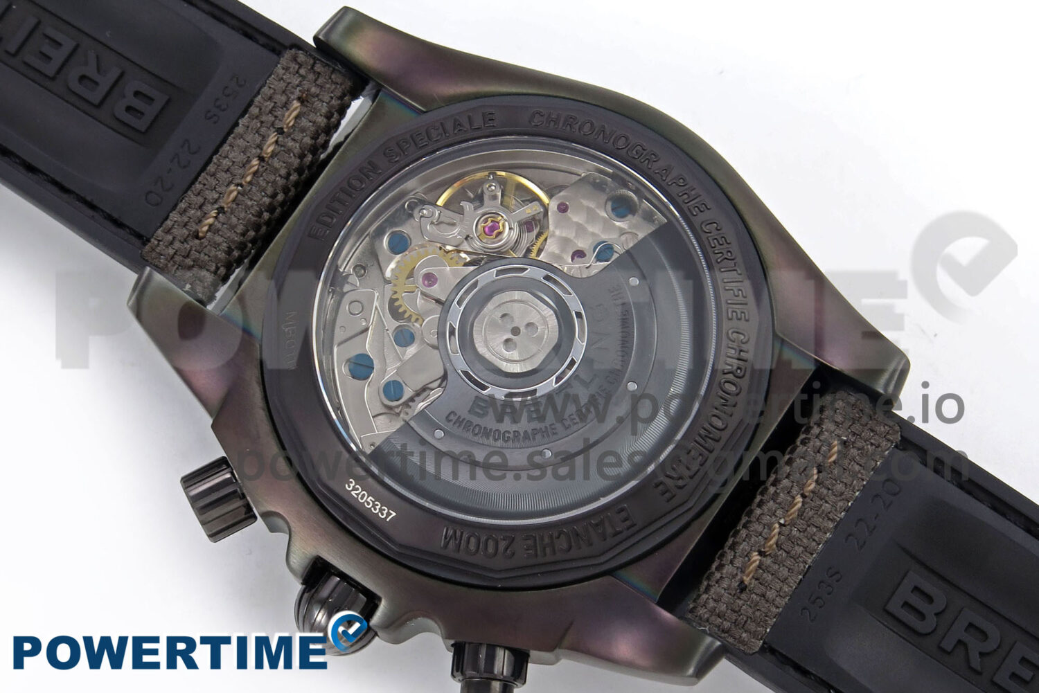 Chronomat 44 Blacksteel APSF 1:1 Best Edition Black Dial on Gray Nylon Strap A7750 - Image 8