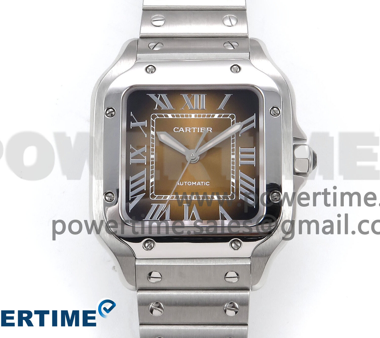 Santos de Cartier 35mm SS BVF 1:1 Best Edition Brown Dial on SS SmartLinks Bracelet MIYOTA 9015