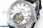 PP Tourbillon SS Texuted Bezel RMSF Edition White Dial on Black Leather Strap - Image 3