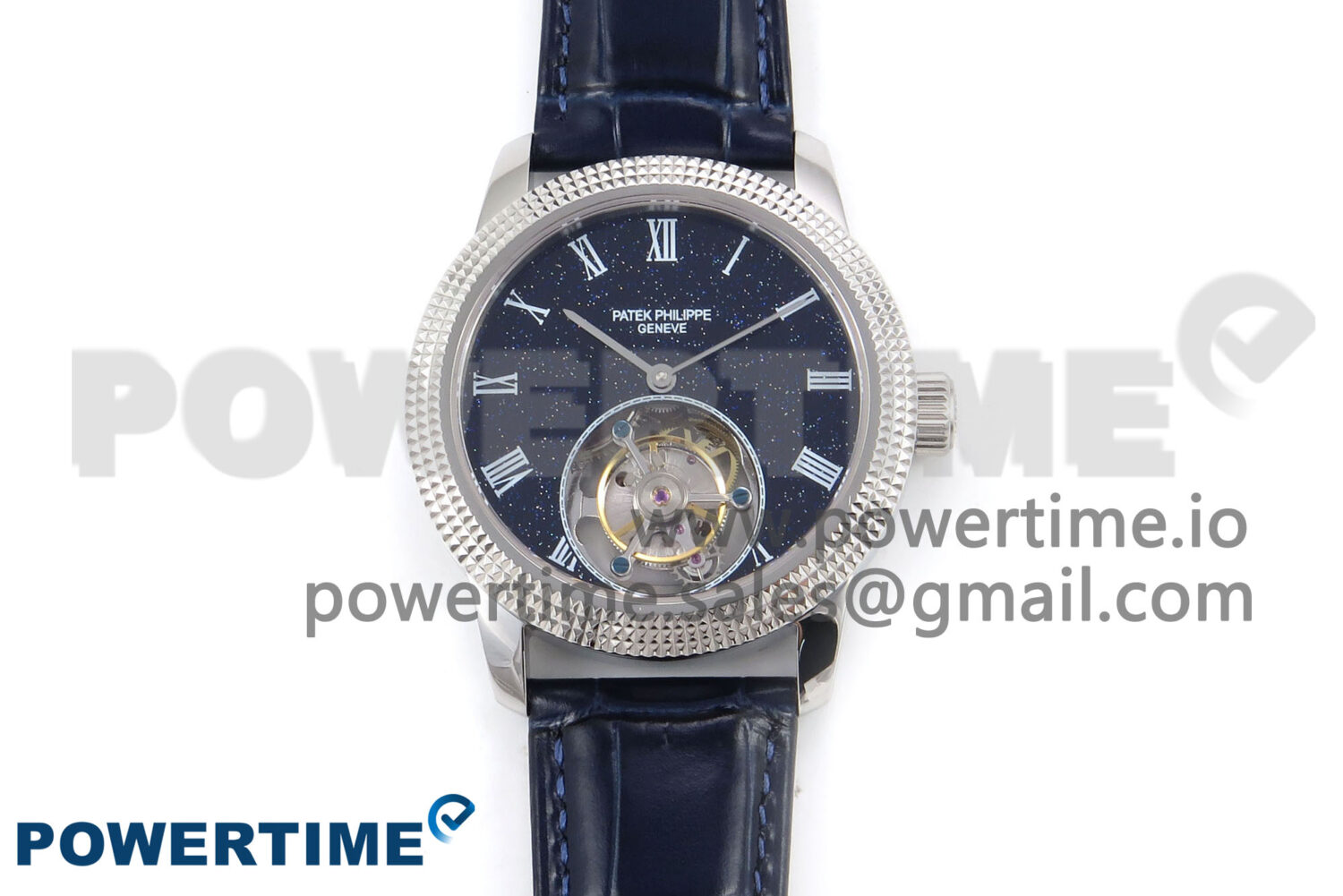 PP Tourbillon SS Texuted Bezel RMSF Edition Black Starry Dial on Blue Leather Strap - Image 1