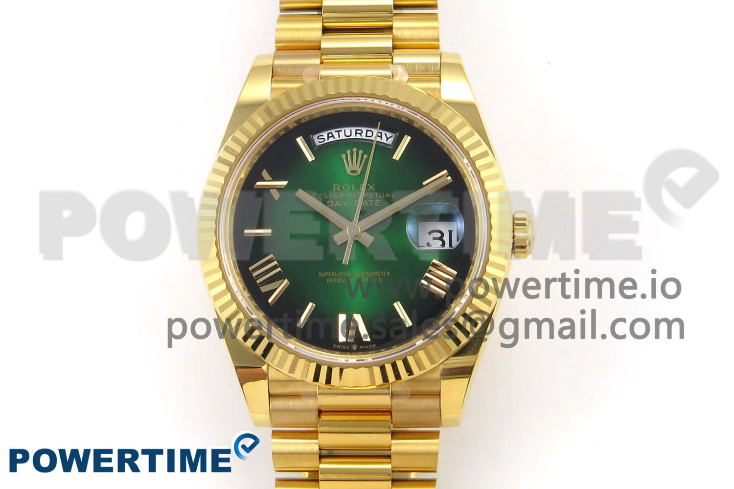 Day Date 40 YG 228238 THBF 1:1 Best Edition Green Ombre Roman Dial on President Bracelet VR3255 (Gain Weight) - Image 1