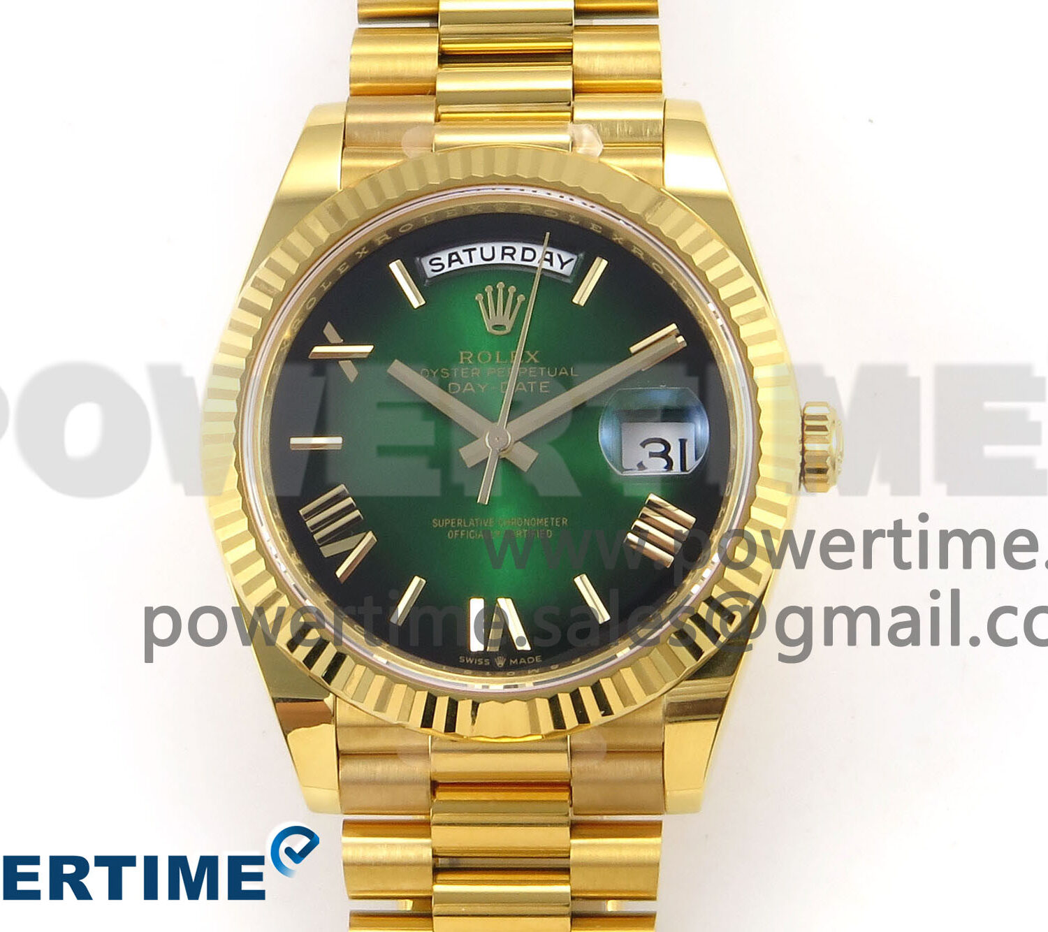 Day Date 40 YG 228238 THBF 1:1 Best Edition Green Ombre Roman Dial on President Bracelet VR3255 (Gain Weight)