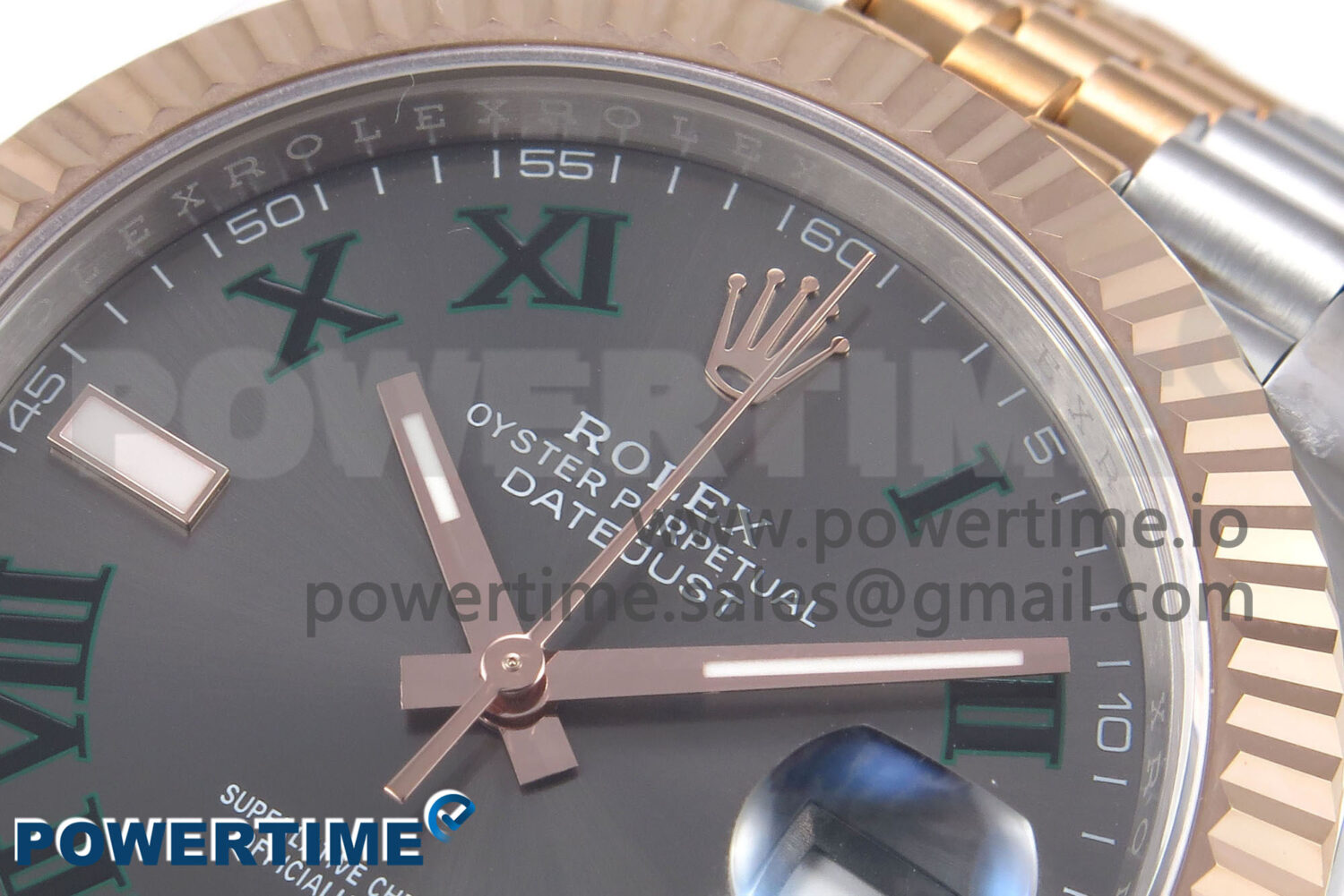 DateJust 41 126331 EWEF 1:1 Best Edition Gray Dial Green Roman Marker on SS/RG Jubilee Bracelet A3235 - Image 4