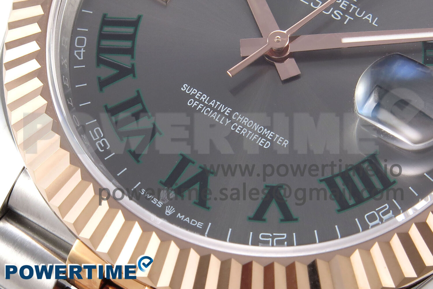 DateJust 41 126331 EWEF 1:1 Best Edition Gray Dial Green Roman Marker on SS/RG Jubilee Bracelet A3235 - Image 5