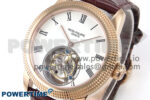 PP Tourbillon RG Texuted Bezel RMSF Edition White Dial on Brown Leather Strap - Image 3