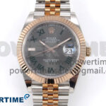 DateJust 41 126331 EWEF 1:1 Best Edition Gray Dial Green Roman Marker on SS/RG Jubilee Bracelet A3235